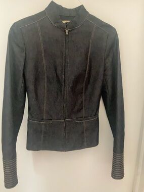 Zara Black Jean Jacket with Contrast Topstitching